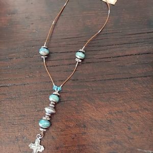 Hand-blown Glass and silver  Lariat Style necklace
